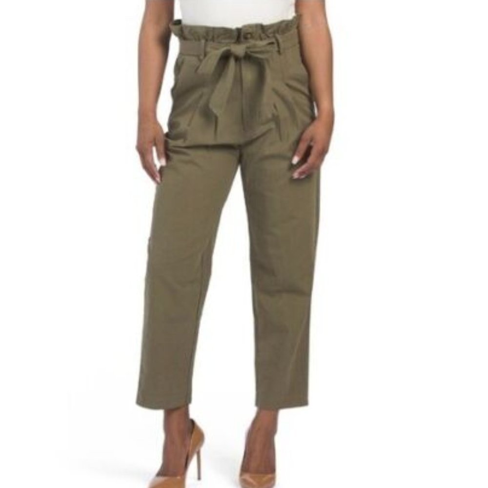 7 For All Mankind Khaki Tie-Waist Straight Leg Pants